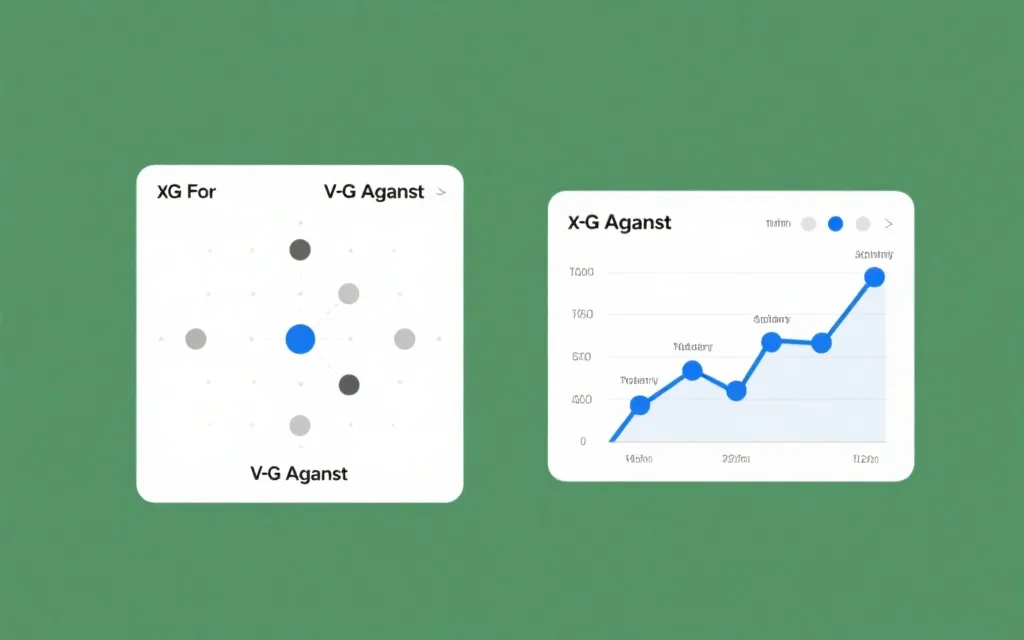 xG散点图与指数折线图组合示例：不同球队分布与临场变化对比分预测的提示